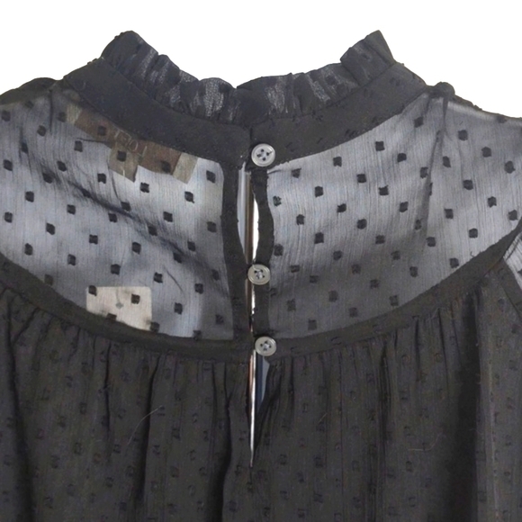 Loft black lined long sleeve sheer blouse, back button closure, Small, NWT - Picture 5 of 10